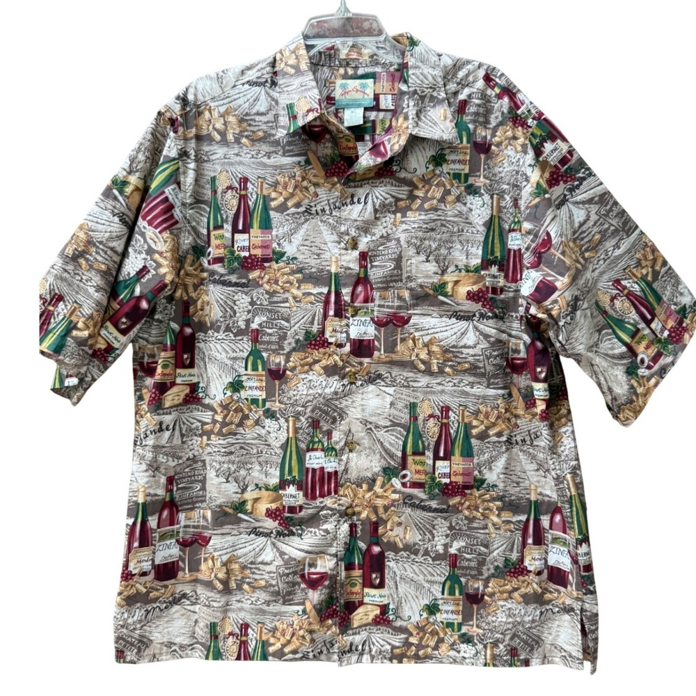 VTG Reyn Spooner Hawaiian XL Regency Cotton Lawn Red Wine‎ Vineyard Shirt RARE